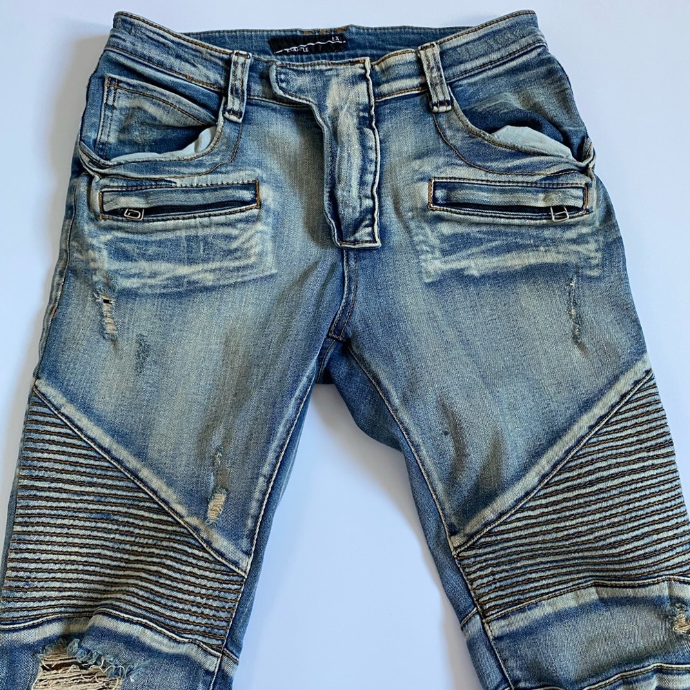 EXAMPLE Brand Biker Style Skinny Jeans